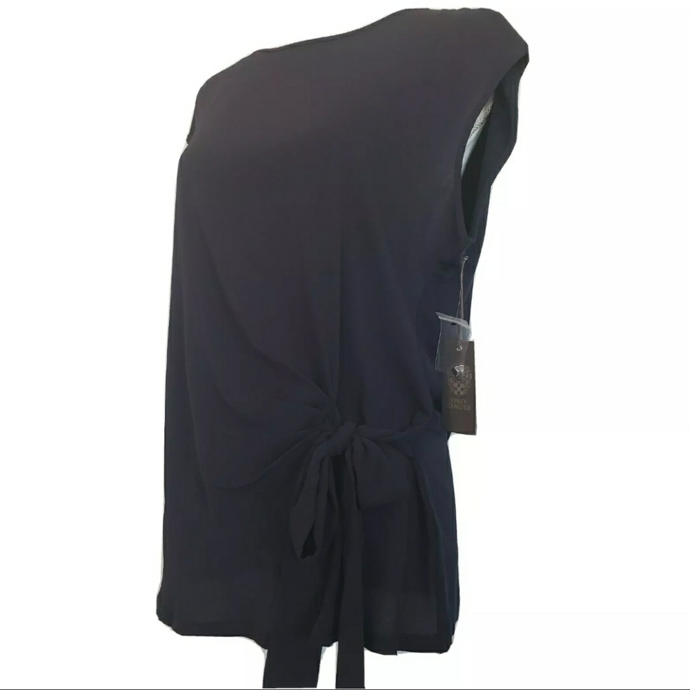 Vince Camuto Workwear Side Tie Top Blouse Navy Blue S